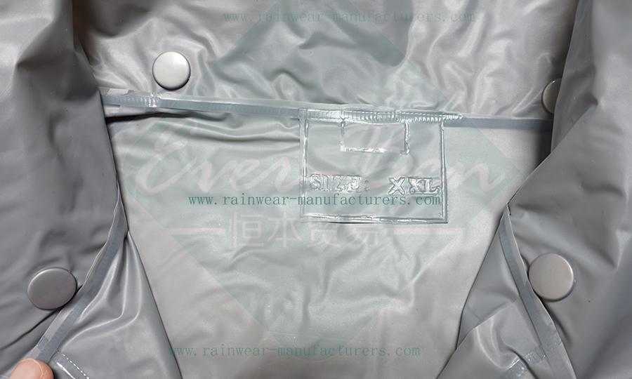 Grey PVC mens pvc raincoat label